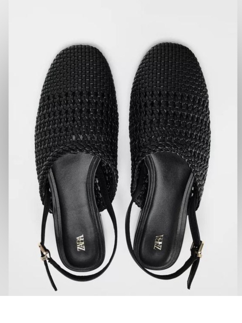 Zara Black Woven Slingback Mules